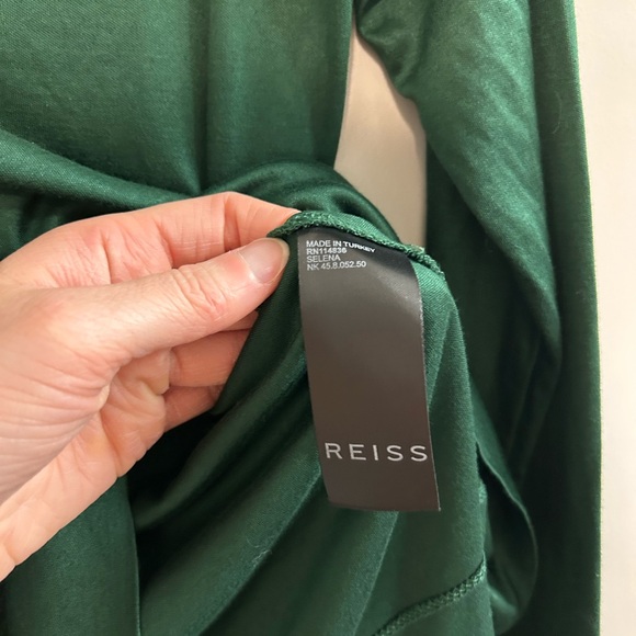 Reiss Deep Green Long Sleeve V-Neck Top - Picture 5 of 7